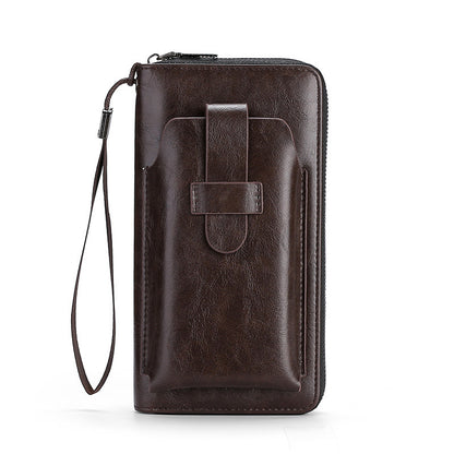 💼Cartera multifuncional para hombre, hecha a mano de cuero genuino, de nuevo estilo