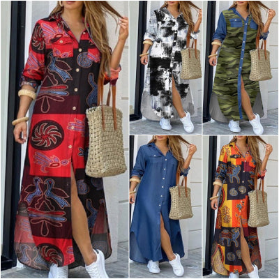 💃💖【50% de descuento 🔥】【S–5XL】😍 Nuevo vestido-camisa de manga larga en tallas grandes, estilo moderno, disponible en 11 colores