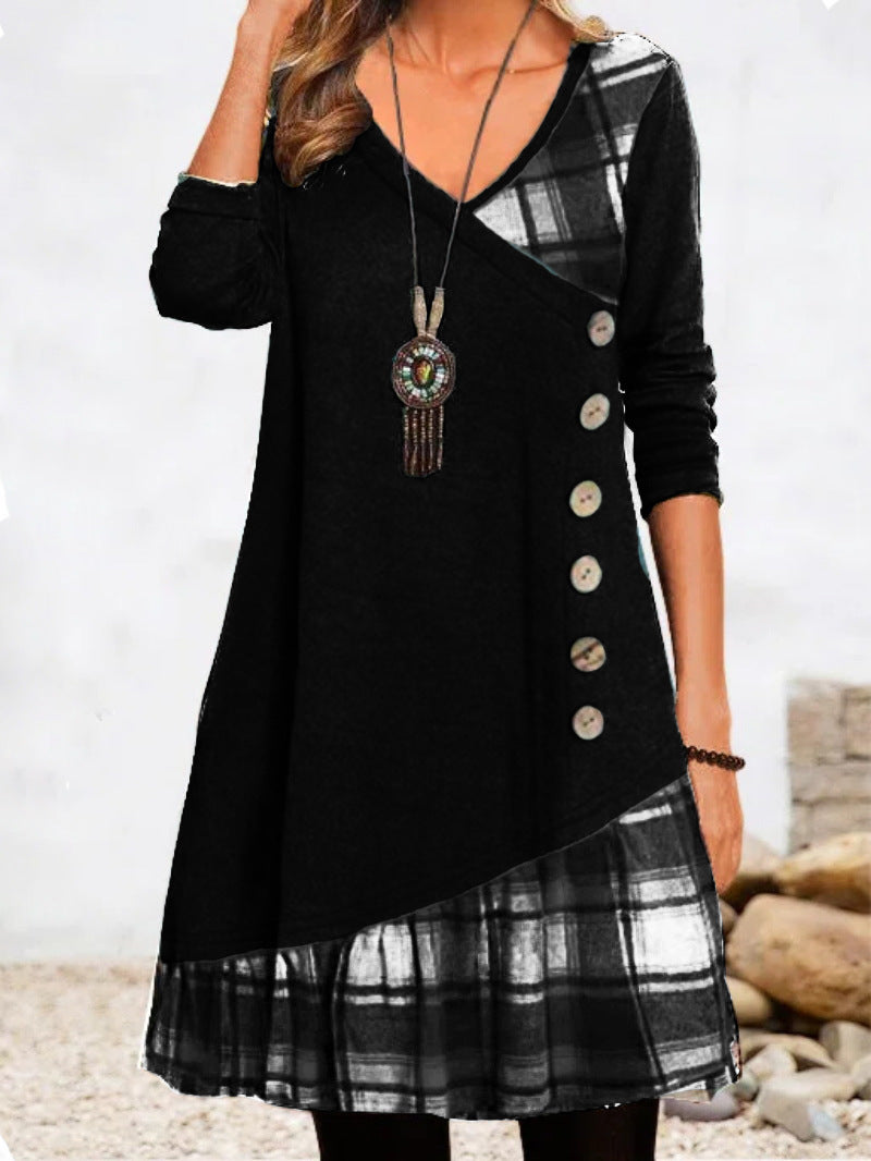 👗【Descuento -49%🔥】Vestido casual de mujer con manga larga y detalles en contraste