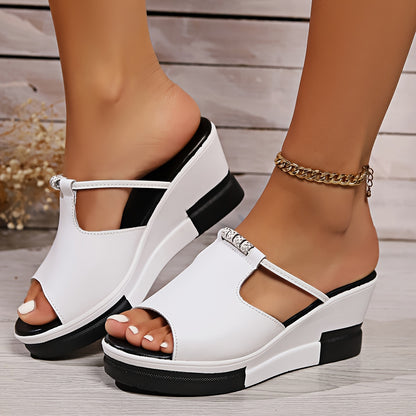 👡👑【Časovo obmedzená ponuka】【36-43】Dámske sandále z pravej kože na klinovom podpätku, ktoré zvýrazňujú výšku