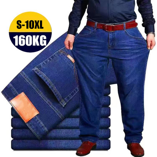 👖😎【Zľava 50 %🔥】【S–10XL】😍 Pánske elastické džínsy vo väčších veľkostiach, ležérne široké rovné nohavice, vhodné pre mužov do 160 kg a viac