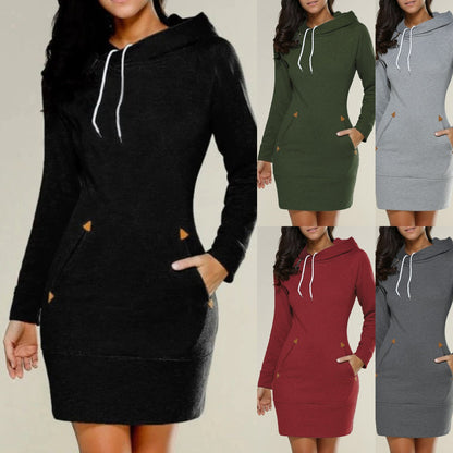 🔥🔥💥【S-4XL】Nueva falda con capucha de manga larga para mujer, otoño 2025