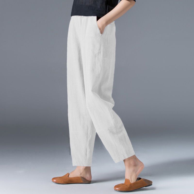 🌿🌿【Kúp 1, získaj 1 zdarma 🔥】【S–5XL】Dámske voľné široké nohavice z bavlny a ľanu vo veľkých veľkostiach