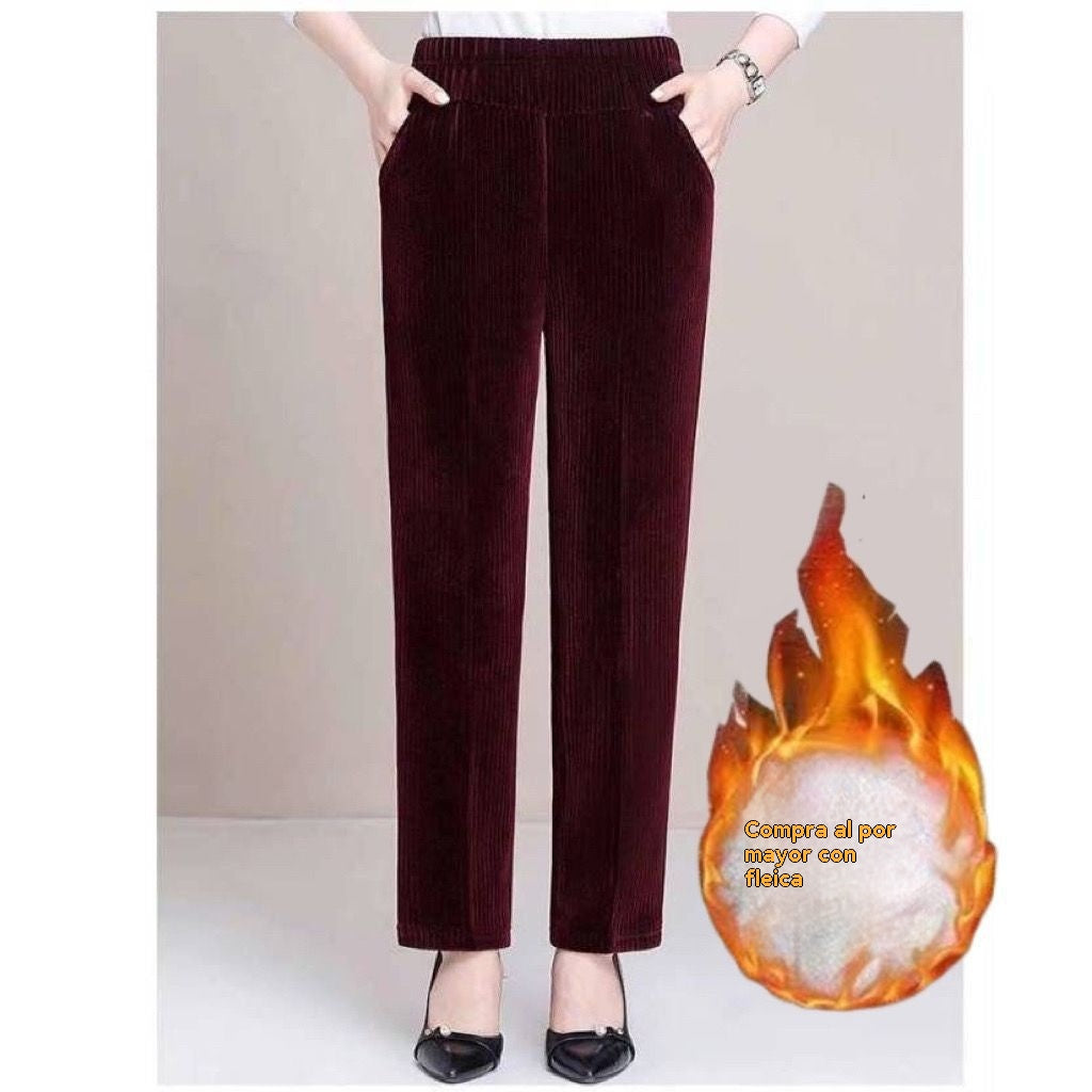 🔥🔥 Descuento -48%🔥【M-4XL】Pantalones térmicos sueltos de pana para mujer para otoño e invierno