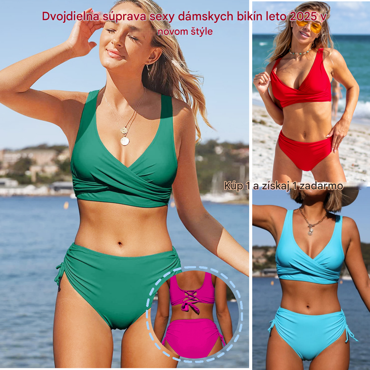 🏖️👙【Sleva na nové produkty】🌴【S-3XL】Nové dámské jednoduché jednobarevné, rychleschnoucí, pohodlné a prodyšné bikiny na léto 2025.
