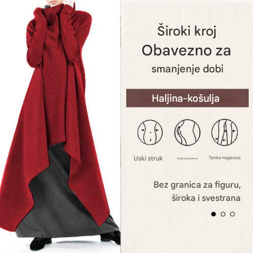 💃 Snižena cijena -48%🔥【S-5XL】Široki, nepravilni dugi ogrtač, pulover s dolčevitom za žene