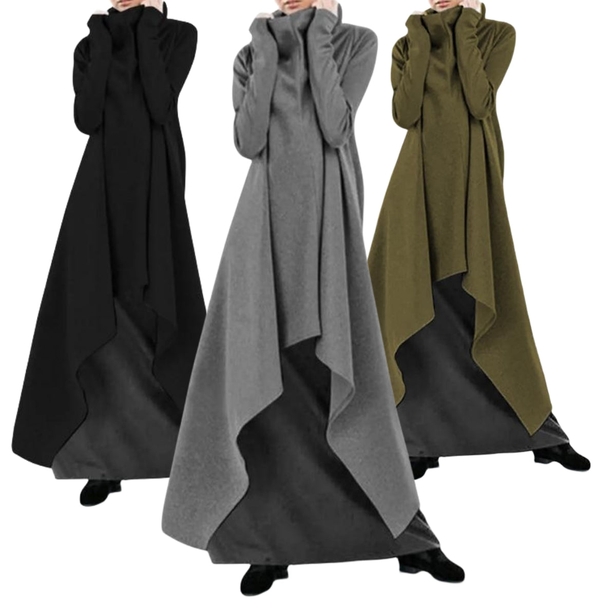 💃 Snižena cijena -48%🔥【S-5XL】Široki, nepravilni dugi ogrtač, pulover s dolčevitom za žene