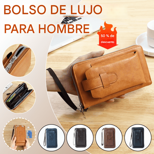 💼Cartera multifuncional para hombre, hecha a mano de cuero genuino, de nuevo estilo
