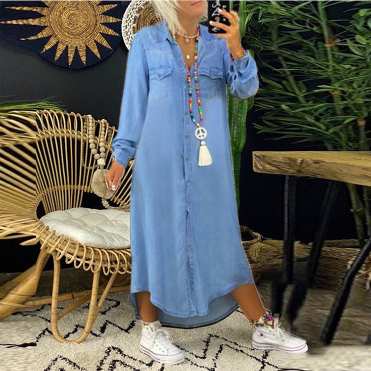 👘【50 % zľava 💥】【S–5XL】😍 Nové dámske džínsové šaty veľkých veľkostí