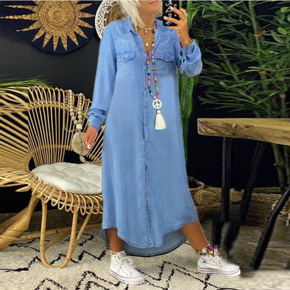 👘【50 % zľava 💥】【S–5XL】😍 Nové dámske džínsové šaty veľkých veľkostí