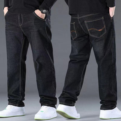 👖😎【Zľava 50 %🔥】【S–10XL】😍 Pánske elastické džínsy vo väčších veľkostiach, ležérne široké rovné nohavice, vhodné pre mužov do 160 kg a viac