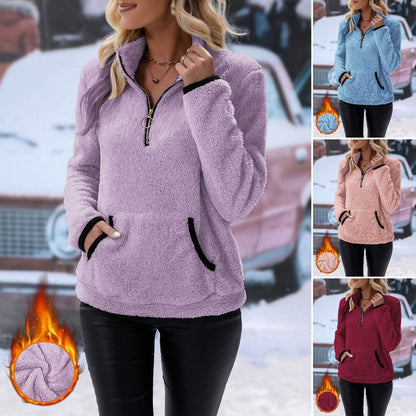 🔥🐏【Descuento de invierno -42% 🔥】Chaqueta/abrigo tipo camisa con cremallera de felpa de otoño-invierno para mujer