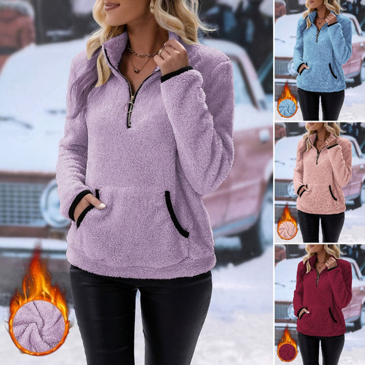 🔥🐏【Descuento de invierno -42% 🔥】Chaqueta/abrigo tipo camisa con cremallera de felpa de otoño-invierno para mujer