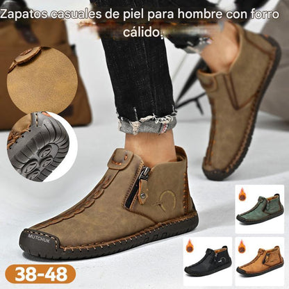 🥾Botas Martens para hombre hechas totalmente a mano con cuero genuino (tallas 38-48), con forro de felpa y cremallera – cálidas, cómodas y elegantes, ideales para el invierno.