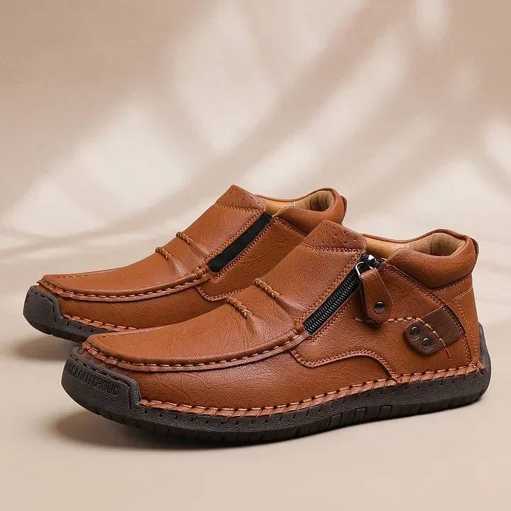 👞【38-48】Botas de conducción para hombre, fabricadas en piel de alta calidad, hechas a mano, antideslizantes - puntera ancha, soporte de arco