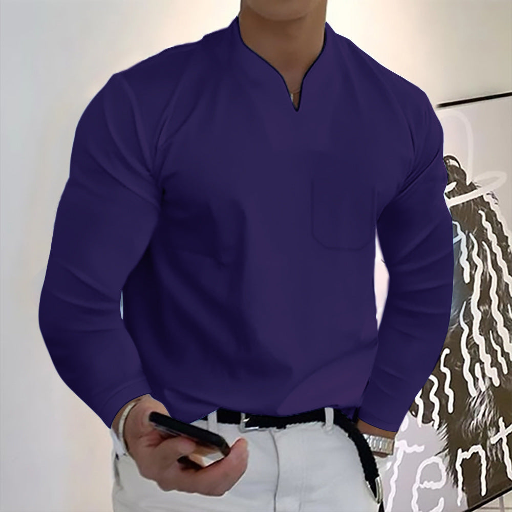 🔥🔥【S-5XL】Pánské letní tričko, elastická bavlna, výstřih do V, nový styl