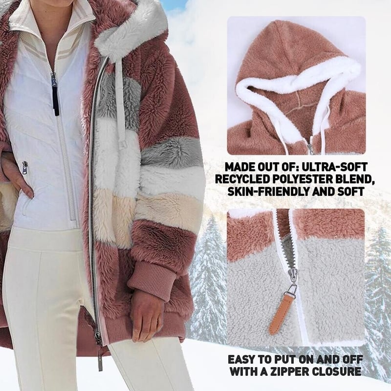 ☃️Omejen popust 36%❄️[S-5XL] Ženska jakna 2025 s kontrastnimi debelimi plišastimi črtami